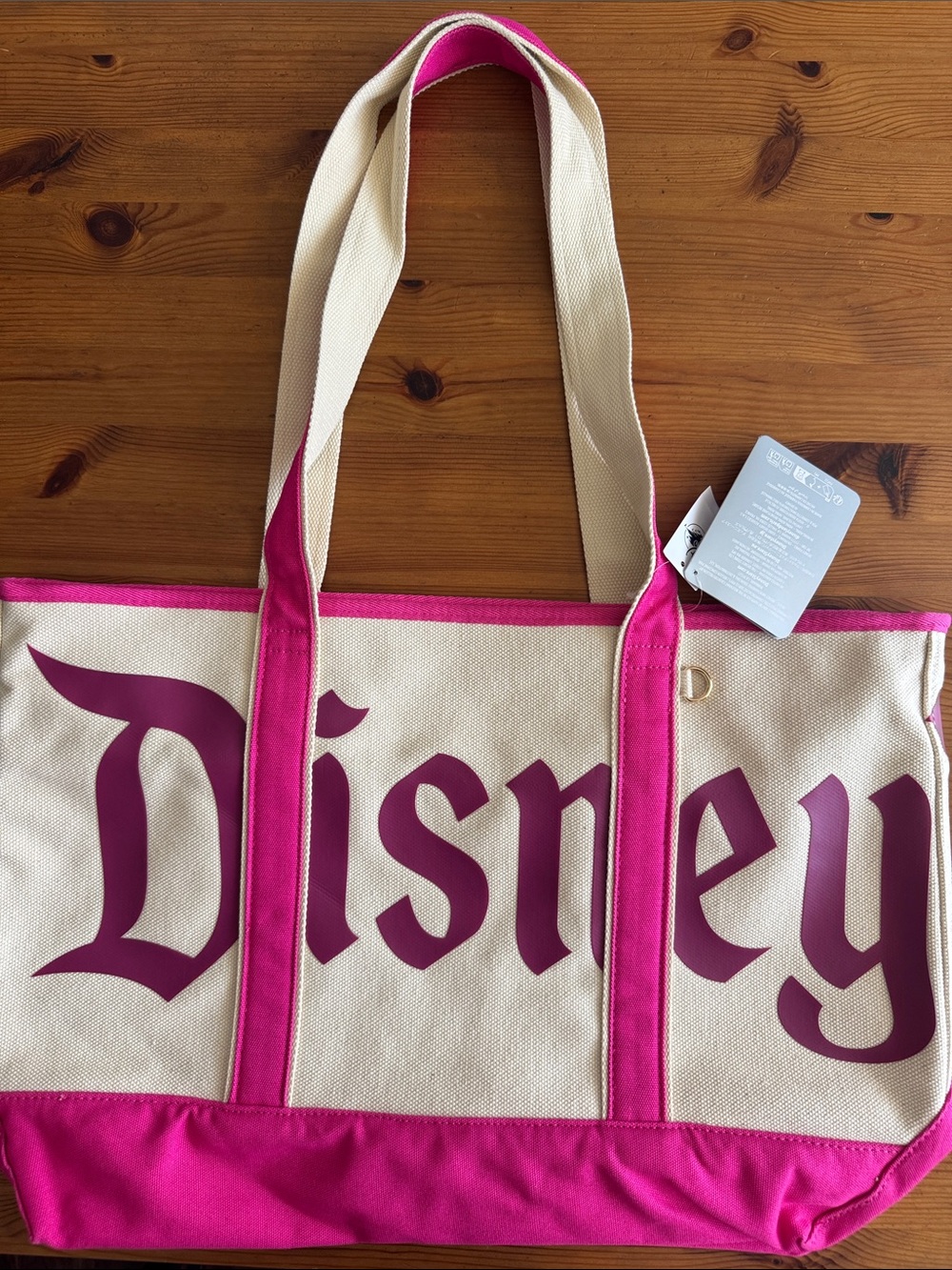 Disney Disneyland Icon Mania Large Canvas Tote in Beige with Pink Accents
